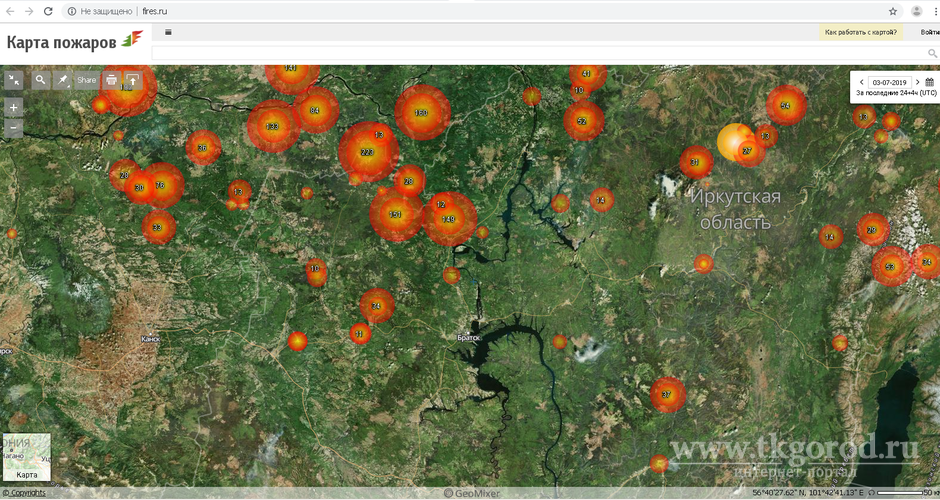 Карта пожаров иркутской