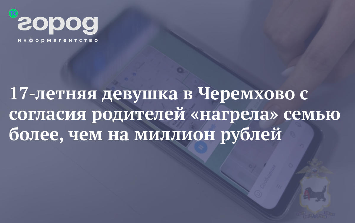 17-летняя девушка в Черемхово с согласия родителей «нагрела» семью более,  чем на миллион рублей